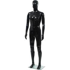 Black Manikins vidaXL Full Body Male Mannequin with Glass Base Glossy Black 185cm