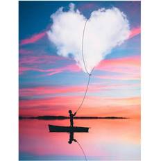 5D Diamond Art Painting Full Drill Heart-Shaped Cloud Lake & Fie