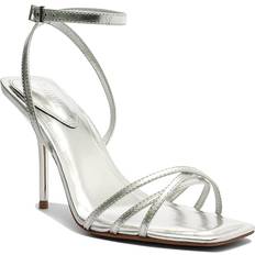 Fabric Heeled Sandals Schutz Amelia Sandal in Metallic Silver. 10, 6, 6.5, 7, 7.5, 8, 8.5, 9.5