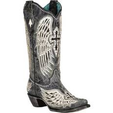 Corral Women's Cross and Wings Overlay Western Boot Snip Toe Black