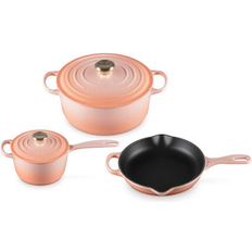 Le Creuset Cast Iron Cookware Sets Le Creuset Five Piece Enameled Cast Iron Peche with lid