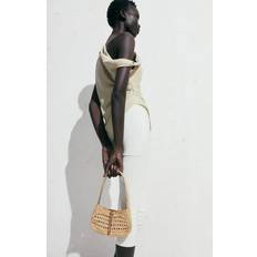 Mango Natural fibre shoulder bag leather Woman One size Leather U