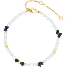 Lapis Bracelets MOOD Blue Lapis And Pearl Fine Stacker Bracelet