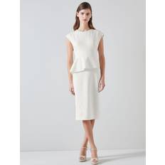 LK Bennett Mia Peplum Shift Dress, Ivory