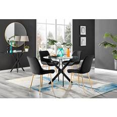 Round Dining Sets Novara Black Leg Round Dining Set 100cm 5pcs