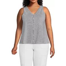 Lands' End Women Tank Tops Lands' End Plus Slub Button Down Tank