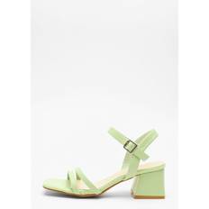 Green - Women Heels & Pumps Quiz Womens Green Faux Leather Block Heel Sandal