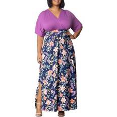 Kiyonna Havana Mixed Media Floral Maxi Dress