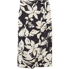 Mango Floral-print Wrap Skirt - Black