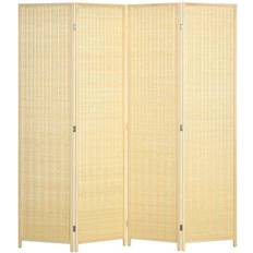 Room Dividers Homcom 4 Panel Folding Natural Wood Room Divider 180x180cm