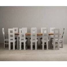 Oak Furniture Superstore Buxton Light Grey Dining Set 90x280cm 13pcs