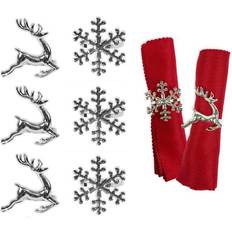 YöL of 6 Snowflake Reindeer Xmas Napkin Ring