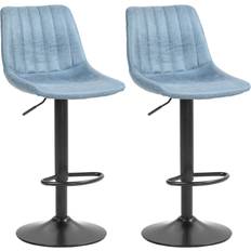 Blue Stools Homcom Set Of 2 Microfibre Retro Tub Seating Stool