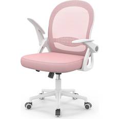 White Office Chairs Bigzzia Mid-Back Mesh Pink Office Chair 98cm
