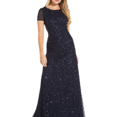 Round Dresses Adrianna Papell Sequin Scoop Back Maxi Dress - Navy