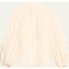 Zimmermann Womens Cream Ottie Floral-embroidered Linen Shirt