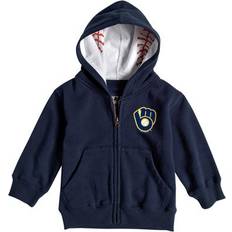 Soft As A Grape Kid's Milwaukee Brewers Baseball Print Full Zip Hoodie - Navy