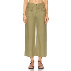 Frame Womens Washed Summer Sage The 70's Patch-pocket Cotton Trousers