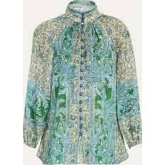 Zimmermann Womens Green Paisley Ottie Paisley-print Ramie Shirt