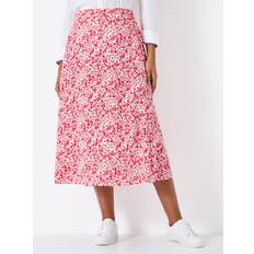 Red - Women Skirts Crew Clothing Amber Floral Skirt, Wine