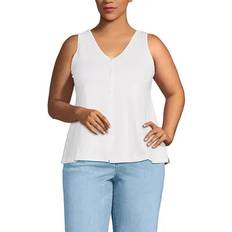 Lands' End Women Tank Tops Lands' End Plus Slub Button Down Tank