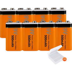 PALO 9V Rechargeable Battery 500mAh Compatible 8-pack