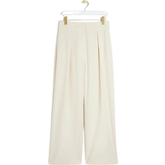 River Island Pleated Wide Leg Trousers - Cream