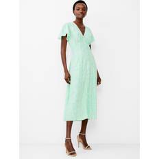 French Connection Midi Dresses - Women French Connection Bernice V-Neck Tea Dress Minted Green