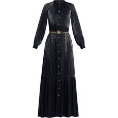 Michael Kors Long Sleeve Belted Maxi Shirtdress - Black