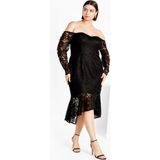 City Chic DRESS LACE ATHENA Black