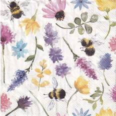 Ihr Summer Bees Floral Print Lunch Paper Napkins 20-Pack Disposable 3-Ply