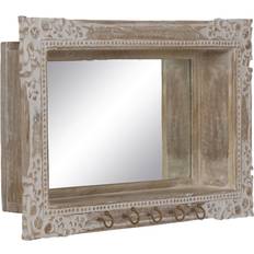 BigBuy Home S8805731 White/Brown Wall Mirror 67x38cm