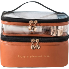 Double Layer Cosmetic Bags - Brown