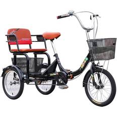 16" Tricycle Bikes SHENGMIAOHE dult Three Wheel 1 Speed Hybrid Foldable Tricycle with Basket 2024 - Black/Brown/Red