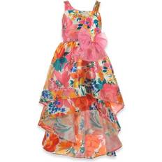 Bonnie Jean Big Girls Floral-Print Double-High-Low Dress Pink