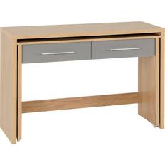 Natural Writing Desks SECONIQUE Seville Grey High Gloss/Light Oak Effect Veneer Writing Desk 86x120cm