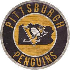 Fan Creations 7846037127 in. Pittsburgh Penguins Round State Wood Sign