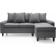 Plastic Sofas Abakus Direct Napoli Reversible Corner Dark Grey Sofa 200cm 3 Seater