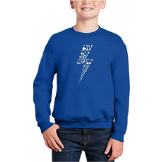 LA Pop Art Kid's Lightning Bolt Word Art Crewneck Sweatshirt - Royal