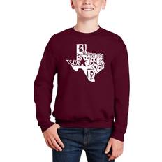 LA Pop Art Kid's Everything Is Bigger In Texas Word Art Crewneck Sweatshirt - Maroon