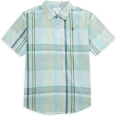 Boys - L Shirts Calvin Klein Kid's Logo Plaid Shirt - Green