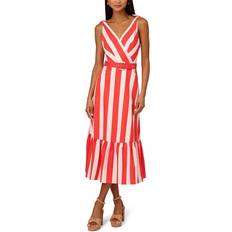 Adrianna Papell Striped Midi Dress - Red/White