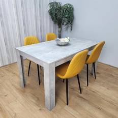 Pines Tables Kosy Koala Dining Room Sets Grey/Mustard Dining Set 77x117cm 5pcs