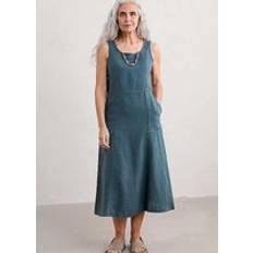 Seasalt Cornwall Sleeveless Grass Wave Linen Dress Pool