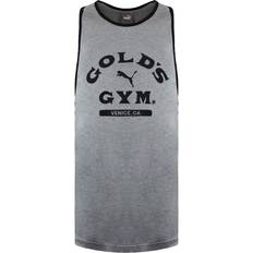 Puma Men Tank Tops Puma x Golds Gym Mens Grey Vest Cotton