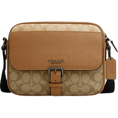 Coach Unisex Handbags Coach Hudson Crossbody Bag In Colorblock Signature Canvas - Gunmetal/Light Saddle Multi