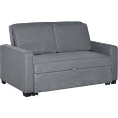 Casters Sofas Homcom Pull Out Grey Sofa 154cm 2 Seater