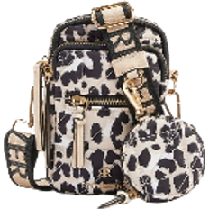 River Island Leopard Quilted Phone Cross Body Bag - Beige