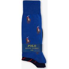 Polo Ralph Lauren Blue - Men Socks Polo Ralph Lauren Mens 2pk Blue Aopp/navy Logo-embroidered Crew-length Pack of two Cotton-blend Socks