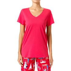 Red Pyjamas Hue V-Neck Short Sleeve PJ Tee Nautical Red